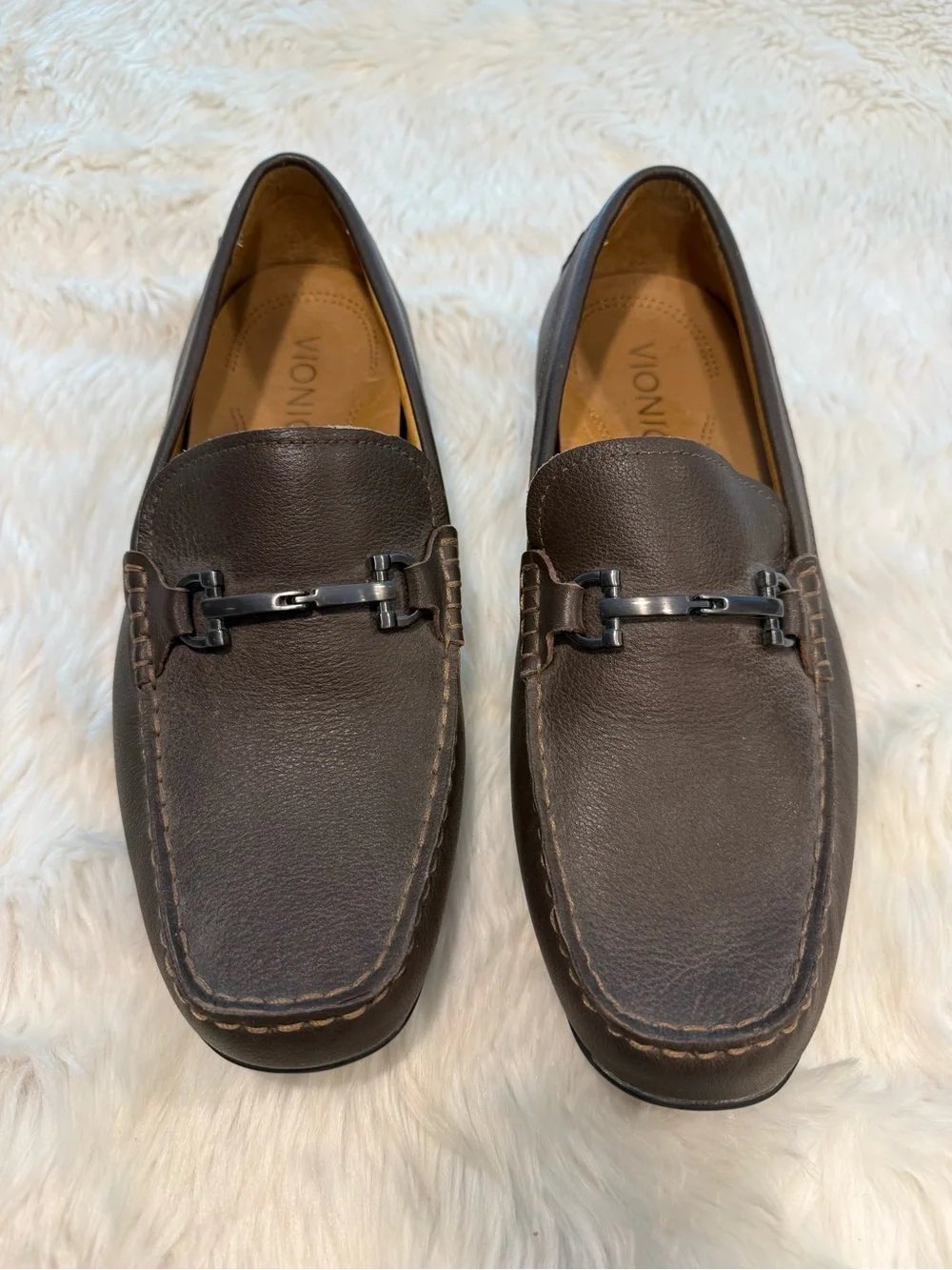Vionic Mason Men's Brown Leather Bit Loafers Slip On Size 11.5